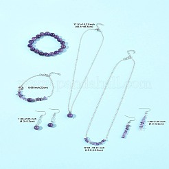 24ペア 316 サージカルステンレススチール ダングルイヤリング & 304 ステンレススチール ネックレス & ビーズブレスレット  天然宝石と  ネックレス：17.91~18.31インチ（455~465mm）；ブレスレット：長さ219.5mm；イヤリング：長さ43~52mm&nbsp;SJEW-FS00007
