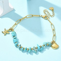 304 Stainless Steel Synthetic Turquoise Beads Bracelets&nbsp;BJEW-U019-02G