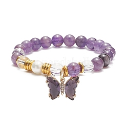 Natural Gemstone Round Beads Beaded Bracelets&nbsp;BJEW-JB09052