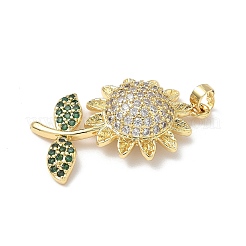 Brass Micro Pave Cubic Zirconia Pendants&nbsp;KK-Q068-15G