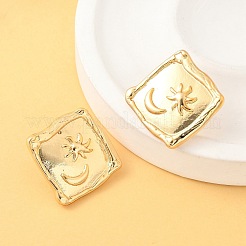 304ステンレススチールスタッドピアス  太陽と月  18KGP本金メッキ  22.5x23mm&nbsp;EJEW-D309-01G
