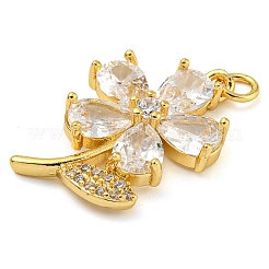 Rack Plating Brass Micro Pave Cubic Zirconia Pendants&nbsp;KK-Z063-24G