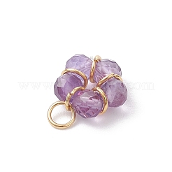 7Pcs 7 Styles Natural Red Jasper & Amethyst & Tiger Eye & Rose Quartz & Apatite & Flower Amazonite & Green Aventurine Faceted Round Beaded Flower Charms&nbsp;PALLOY-JF04727