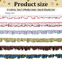 6m 6色コットンリボン  シフォンプリーツレーストリムドレス  ミックスカラー  1-1/8インチ（28mm）  1m /カラー&nbsp;OCOR-NB0002-90A