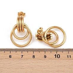 304ステンレススチールツイストリングスタッドピアス  手動研磨  イオンプレーティング（ip）  18KGP本金メッキ  27x19mm&nbsp;EJEW-P324-06G