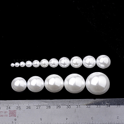 環境に優しいプラスチック製の模造パールカボション  高い光沢  グレードA  半円  ホワイト  25x12mm&nbsp;X-MACR-S283-03P-27