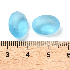 すりガラスのラインストーンカボション  多面カット  後ろ向き  卵形  アクアマリン  14x10x5.5mm&nbsp;RGLA-G022-05A-202