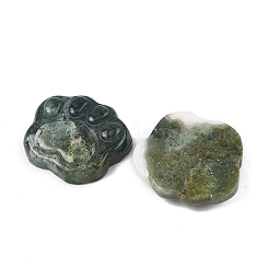 天然の苔瑪瑙の彫刻されたカボション  猫の足のプリント  26.5~28x29.5~30.5x7.5~8.5mm&nbsp;G-I395-A05