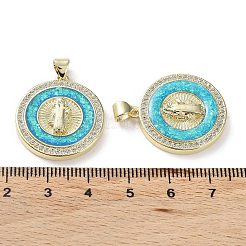 Rack Plating Brass Micro Pave Clear Cubic Zirconia Pendants&nbsp;KK-C041-06K-G