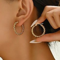 Elegant Stainless Steel Twist Hoop Earrings&nbsp;VZ4078