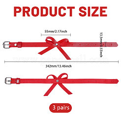 3 Pairs Adjustable PU Leather Bowknot Anklets&nbsp;AJEW-PH0007-83