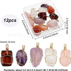 12Pcs Natural Gemstone Pendants&nbsp;FIND-FG0001-60