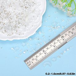 ガラス＆シードビーズ 2袋  フロスト＆イミテーションパール＆トランスペアレント  月と星とラウンド  ホワイト  2~16x2~11.5mm  穴：0.8~1.2mm&nbsp;GLAA-SZ0001-93