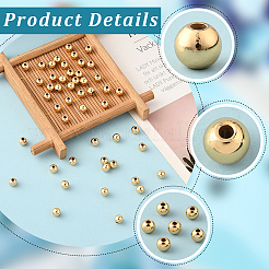 ラックメッキ真鍮スペーサービーズ200個  長持ちメッキ  ラウンド  14KGP本金メッキ  5x4mm  穴：1.5mm&nbsp;KK-PA0001-03C-G