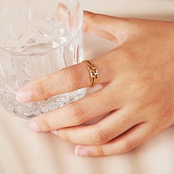 ナンバーペンダントネックレス＆オープンカフリング  金メッキ 304 ステンレススチール ラッキー数秘術ジュエリーセット 女性用  NUM。2  18.31インチ（46.5cm）  usサイズ7 3/4(17.9mm)&nbsp;JX196A