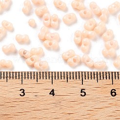 焼付塗装ガラスシードビーズ  ピーナッツ  桃パフ  2~2.5x4x2mm  穴：0.8mm  約15000個/ポンド&nbsp;SEED-A033-04J
