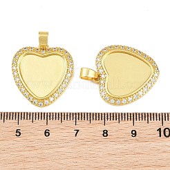 Brass Micro Pave Cubic Zirconia Pendant Cabochon Settings&nbsp;KK-CBA6A75-50A-G