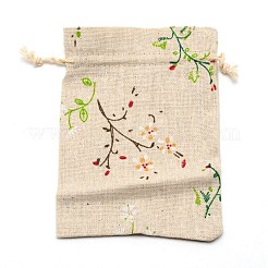 長方形の布包装袋  巾着袋  ビスク  14x9.5x0.15cm&nbsp;ABAG-WH0038-03