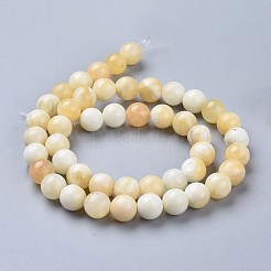天然ハニージェイドのビーズ連売り  ラウンド  8~8.5mm  穴：0.8mm  約46個/連  14.96インチ（38cm）&nbsp;X-G-K153-B26-8mm-01