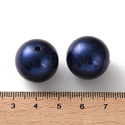 ラウンドABSプラスチックパール調ビーズ  ミッドナイトブルー  19.5mm  穴：2.5mm  約123個/500g&nbsp;OACR-XCP0001-15