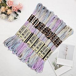 10かせ 6層ポリエステル刺繍フロス  クロスステッチの糸  セグメント染め  ライラック  0.5mm  約8.75ヤード（8m）/かせ&nbsp;OCOR-CY0002-99A