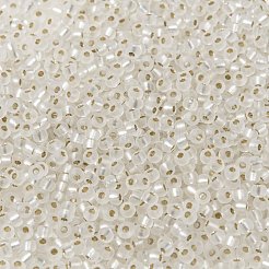 MIYUKIラウンドロカイユビーズ  日本製シードビーズ  （rr1901)セミフロストシルバーラインクリスタル  8/0  3mm  穴：1mm  約422~455PCS /ボトル  10 G /ボトル&nbsp;SEED-JP0009-RR1901