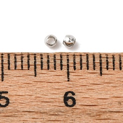 真鍮製カシメエンドビーズ  カドミウムフリー＆ニッケルフリー＆鉛フリー  ロンデル  プラチナ  直径約2mm  長さ1.2mm  穴：1.2mm&nbsp;X-E002-NF