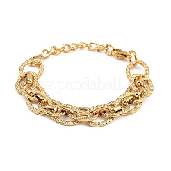 女性用304ステンレススチールアズキチェーンブレスレット  ゴールドカラー  5-7/8インチ（15cm）&nbsp;BJEW-D349-01G