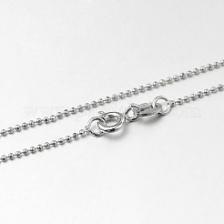 変色防止のトレンディなロジウムメッキ925スターリングシルバーボールチェーンネックレス  スプリングリングの留め金と  細いチェーン  プラチナ  18インチ（45.7cm）  1mm&nbsp;STER-M050-1.0B-09