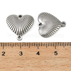 304ステンレススチールコネクタチャーム  溝付きハートリンク  変色なし  ステンレス鋼色  16.5x16.5x2.5mm  穴：1mm&nbsp;STAS-Z198-05P