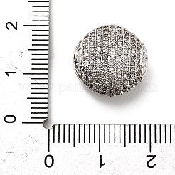 真鍮製マイクロパヴェキュービックジルコニアビーズ  フラットラウンド  ラックめっき  長持ちメッキ  鉛フリー＆カドミウムフリー  プラチナ  15x8mm  穴：1.5mm&nbsp;KK-L229-023P-02