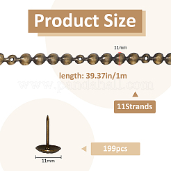 鉄釘ストリップ  釘18本付き  家具装飾アクセサリー  プラチナ  1000x11mm&nbsp;FIND-WH0148-752P