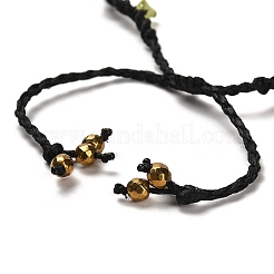 Natural Yellow Quartz & Peridot & Synthetic Hematite Nuggets Braided Bead Bracelet&nbsp;BJEW-B073-01C