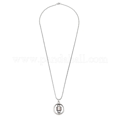 亜鉛合金ペンダントネックレス  201 ステンレススチールチェーンネックレス  クロス  23.78インチ（60.4cm）  ペンダント：28x24mm&nbsp;NJEW-M211-14C-PB