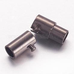 真鍮製ロッキングチューブマグネットクラスプ  コラム  ガンメタ色  15x6mm  穴：4mm&nbsp;KK-MC078-B