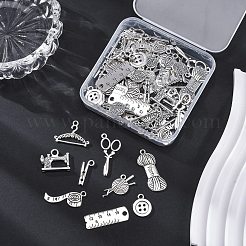 54個9スタイルの縫製テーマチベットスタイル合金ペンダント  混合図形  11~30x7.5~30x1~3.5mm  穴：1.6~2.5mm  6個/スタイル&nbsp;TIBE-FP0001-06