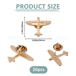 バックパックの服用の合金製ラペルピンバック20個  飛行機  ゴールドカラー  30x24mm&nbsp;JEWB-FH0002-43G