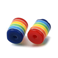 Opaque Rainbow Stripe Opaque Resin Beads&nbsp;RE-CBA0A57-12A