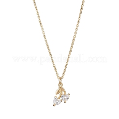 Brass Micro Pave Clear Cubic Zirconia Pendant Necklace&nbsp;NJEW-JN05390-01