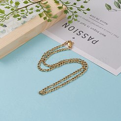 304ステンレススチールフィガロチェーン  カーブチェーンネックレス  カニカン付き  ゴールドカラー  20.27インチ（51.5cm）&nbsp;NJEW-JN03266