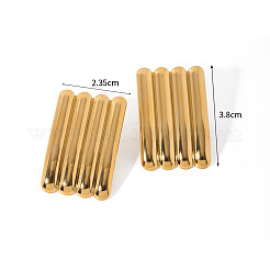 304ステンレススチール製ストライプ長方形スタッドピアス  ゴールドカラー  38x23.5mm&nbsp;TX3446-1