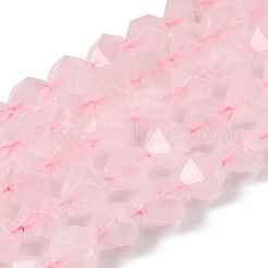 天然石ローズクォーツビーズ連売り  スターカットラウンドビーズ  多面カット  9~10x9~10x9~10mm  穴：1~1.4mm  約38~40個/連  14.88''（15.08''センチメートル）&nbsp;G-Z119-A41-03