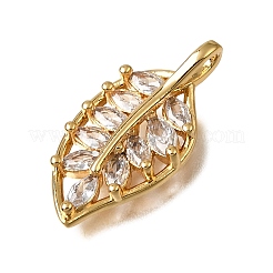 Brass Micro Pave Clear Cubic Zirconia Pendants&nbsp;CU-CBA4292-13G