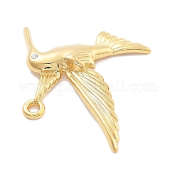 304ステンレススチールラインストーンペンダント  PVD真空メッキ  鳥  18KGP本金メッキ  23.5x32.5x3mm  穴：1.7mm&nbsp;RESI-R155-021G