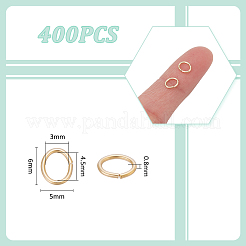 Unicraftale 400個 304ステンレス鋼 はんだ付けクローズド丸カン  オーバル  18KGP本金メッキ  5x6x0.8mm  20ゲージ  内径：3x4.5mm&nbsp;STAS-UN0063-17