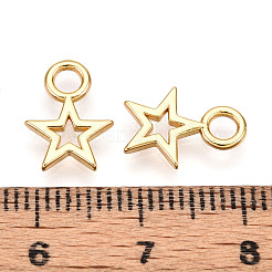 真鍮製チャーム  スター  鉛フリー＆ニッケルフリー＆カドミウムフリー  18KGP本金メッキ  12x9x1mm  穴：2.5mm&nbsp;KK-N261-76G