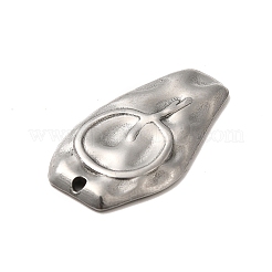 変色しない304ステンレススチールペンダント  ナゲット  ステンレス鋼色  34x19x3mm  穴：1.6mm&nbsp;STAS-I694-23P