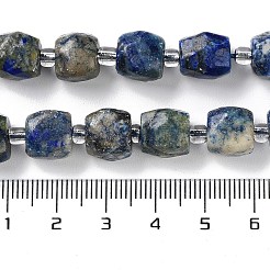 天然石ラピスラズリビーズ連売り  シードビーズで  キューブ  多面カット  9.5~11x9.5~10.5x9.5~10.5mm  穴：1.2mm  約29個/連  15.35~15.67''（39~39.8センチメートル）&nbsp;G-B065-A03