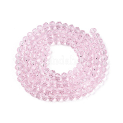 ガラスビーズ連売り  多面カット  ロンデル  パールピンク  4mm  穴：0.8~1mm  約105~110個/連  38~39cm&nbsp;EGLA-A044-T4mm-D10