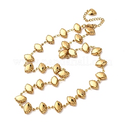 304ステンレススチール製シェルシェイプリンクチェーンネックレス（女性用）  ゴールドカラー  19.33インチ（49.1cm）&nbsp;NJEW-G178-17G